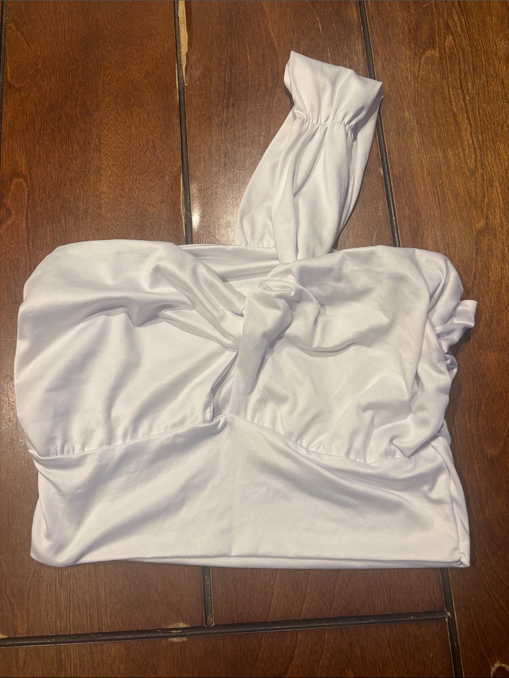 Source Unknown White One-Shoulder Knot Tank Top